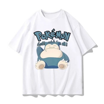 Weiße Gotta catch em all Pokemon T-Shirts mit Mewtu, Relaxo, Pikachu oder Enton Motiv – Bild 2