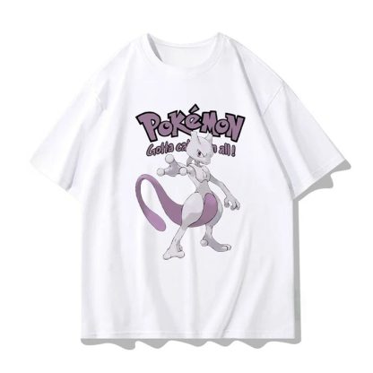 Weiße Gotta catch em all Pokemon T-Shirts mit Mewtu, Relaxo, Pikachu oder Enton Motiv – Bild 4
