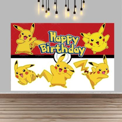Pokemon Pikachu Kindergeburtstag große Poster Banner Hintergrund Deko – Bild 3