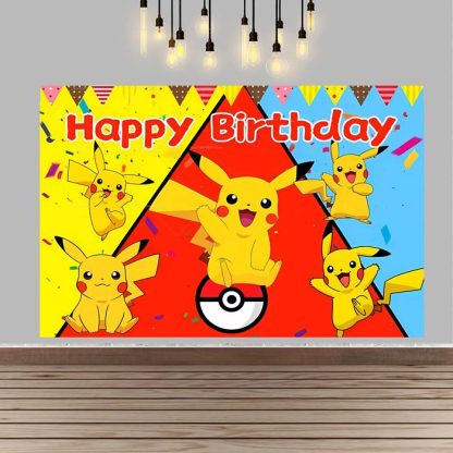 Pokemon Pikachu Kindergeburtstag große Poster Banner Hintergrund Deko – Bild 9