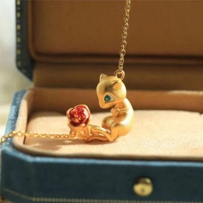 Goldene Mew Halskette mit Blumenmotiv – Bild 2