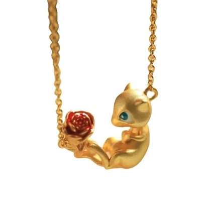 Goldene Mew Halskette mit Blumenmotiv – Bild 5