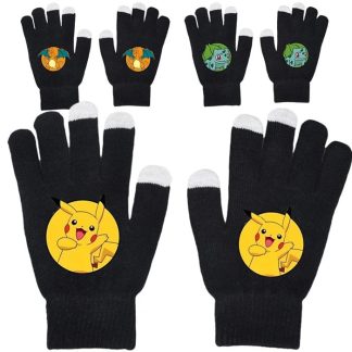 Warme Kinder Handschuhe mit Pummeluff, Glurak oder Pikachu Motiv