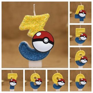 Pokeball Geburtstagskerze mit Zahl für Torte, Kuchen, Geburtstag etc.