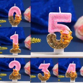 Pinke Pikachu Glitter Kerze mit Jahreszahl für tolle Geburtstage