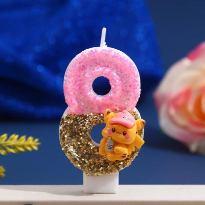 Pinke Pikachu Glitter Kerze mit Jahreszahl für tolle Geburtstage – Bild 4