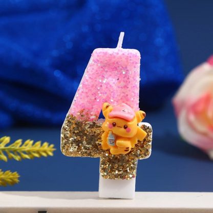 Pinke Pikachu Glitter Kerze mit Jahreszahl für tolle Geburtstage – Bild 6