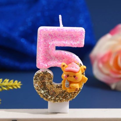 Pinke Pikachu Glitter Kerze mit Jahreszahl für tolle Geburtstage – Bild 7