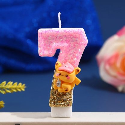 Pinke Pikachu Glitter Kerze mit Jahreszahl für tolle Geburtstage – Bild 10