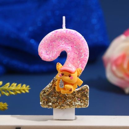 Pinke Pikachu Glitter Kerze mit Jahreszahl für tolle Geburtstage – Bild 12