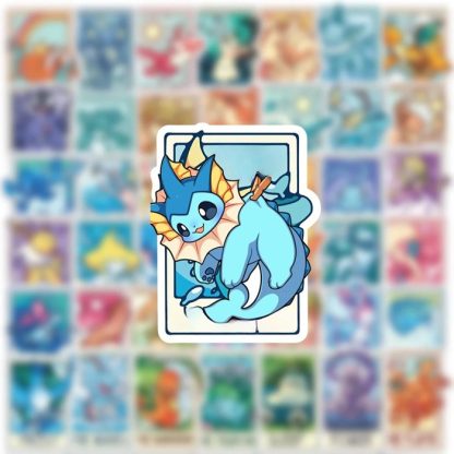 50 Stk. Pokemon Aufkleber Sticker Karten-Look – Bild 6