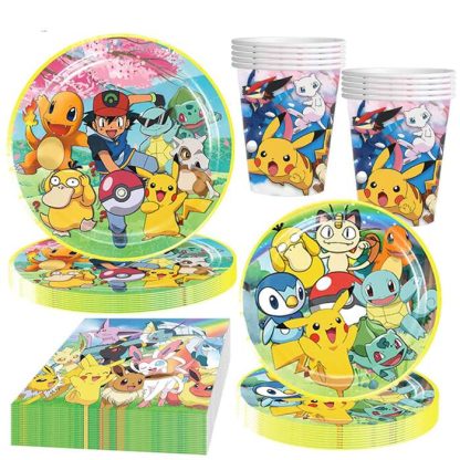 Pokemon Feier Party Set mit 51 Teilen - Teller, Becher, Servietten, Tischdecke – Bild 3