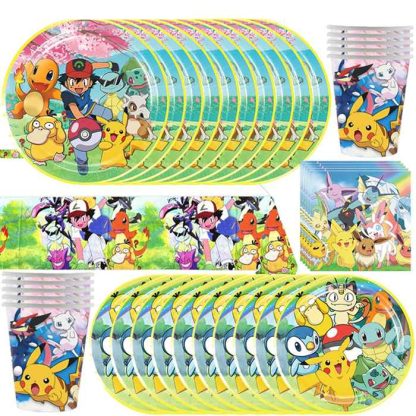 Pokemon Feier Party Set mit 51 Teilen - Teller, Becher, Servietten, Tischdecke – Bild 4