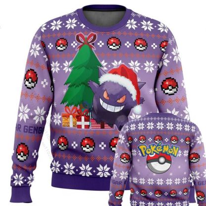 Winterlicher Gengar Weihnachtspullover für Kinder oder Erwachsene – Bild 2