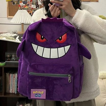 Cooler Gengar Rucksack in Schwarz oder Lila für Freizeit, Schule etc. – Bild 3