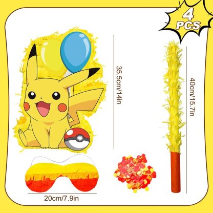 4-teiliges Pikachu Pokemon Pinata Set für Geburtstag, Feier etc. – Bild 5