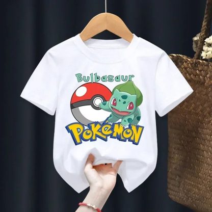 Weiße Sommer T-Shirts mit Pokemon für Kids – Bild 6