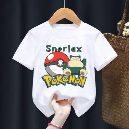 Weiße Sommer T-Shirts mit Pokemon für Kids – Bild 7