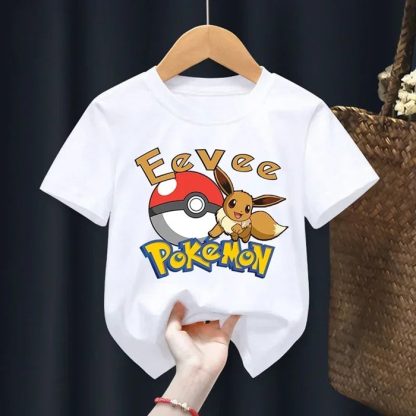 Weiße Sommer T-Shirts mit Pokemon für Kids – Bild 9