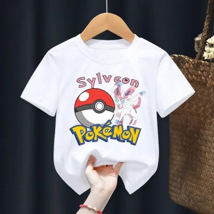 Weiße Sommer T-Shirts mit Pokemon für Kids – Bild 12