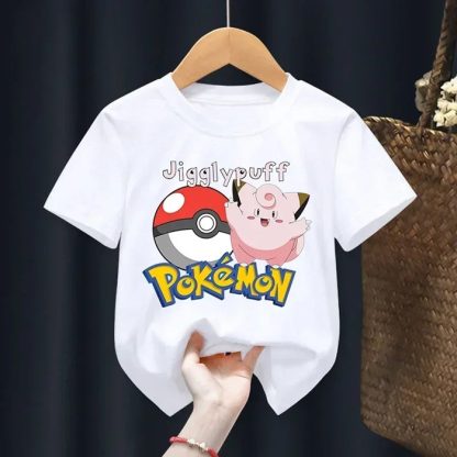 Weiße Sommer T-Shirts mit Pokemon für Kids – Bild 13