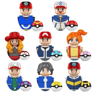 Pokemon Mini-Klemmbaustein Trainer Figuren mit Pokeball