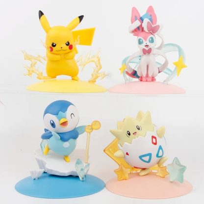 4 Stk. Pokemon Figuren Set mit Pikachu, Feelinra Sylveon, Togepi und Piplup (8-10cm) – Bild 2