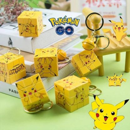 Mini Pikachu Zauberwürfel Look Schlüsselanhänger – Bild 2