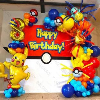 Geburtstages Deko Set mit Pokemon Ballons und Jahreszahl (84 Teile)