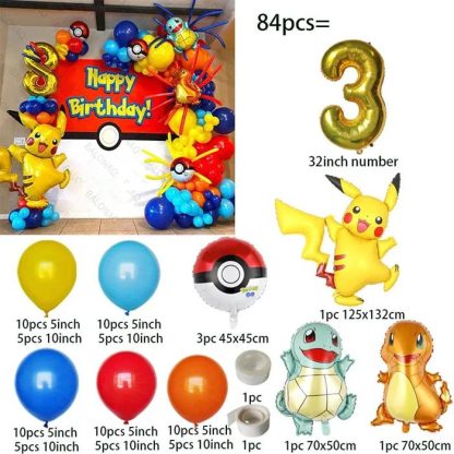 Geburtstages Deko Set mit Pokemon Ballons und Jahreszahl (84 Teile) – Bild 2