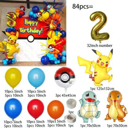 Geburtstages Deko Set mit Pokemon Ballons und Jahreszahl (84 Teile) – Bild 4