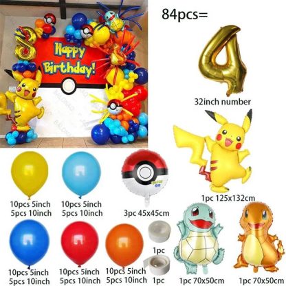 Geburtstages Deko Set mit Pokemon Ballons und Jahreszahl (84 Teile) – Bild 5