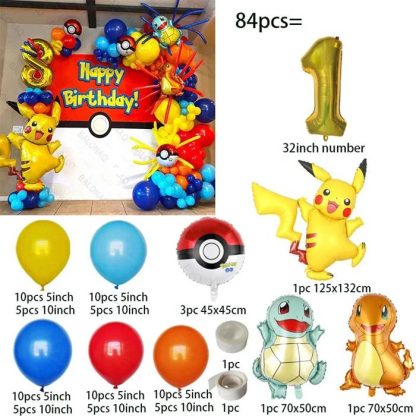 Geburtstages Deko Set mit Pokemon Ballons und Jahreszahl (84 Teile) – Bild 6