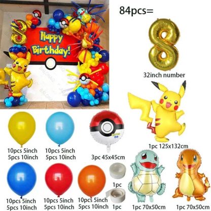 Geburtstages Deko Set mit Pokemon Ballons und Jahreszahl (84 Teile) – Bild 7
