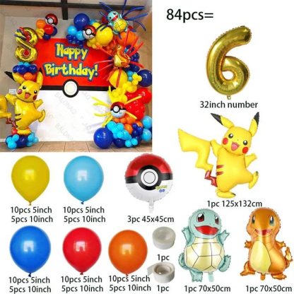 Geburtstages Deko Set mit Pokemon Ballons und Jahreszahl (84 Teile) – Bild 9