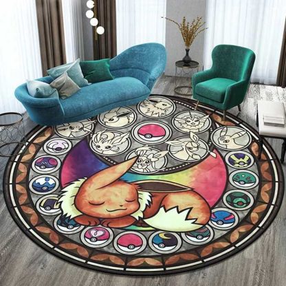 Runder Pokemon Teppich in vielen Motiven Evoli, Aquana, Pokeball etc. – Bild 15