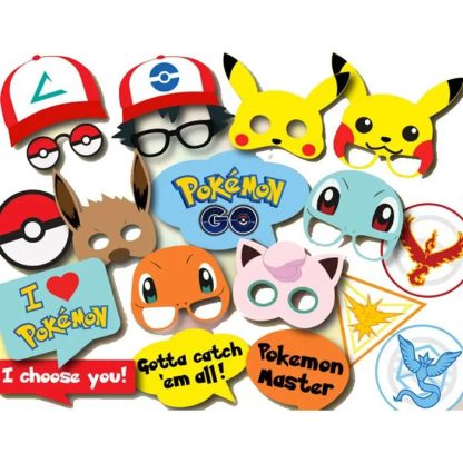 19teiliges Pokemon Masken Set für Geburtstage oder Karneval, Fasching, Cosplay