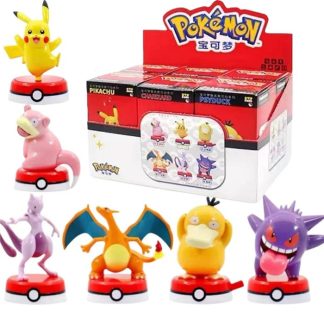 6er Set Pokemon Figuren Spielzeug mit Pikachu, Mewtu, Glurak, Enton, Gengr und Flegmon