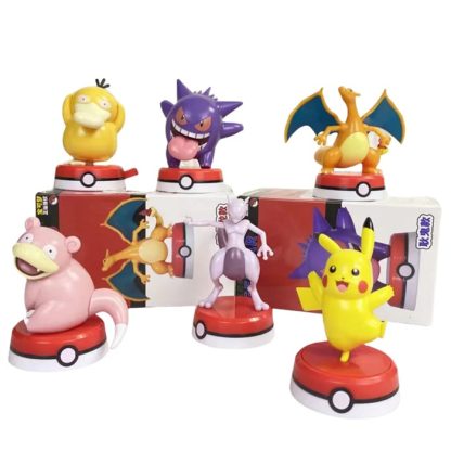6er Set Pokemon Figuren Spielzeug mit Pikachu, Mewtu, Glurak, Enton, Gengr und Flegmon – Bild 2