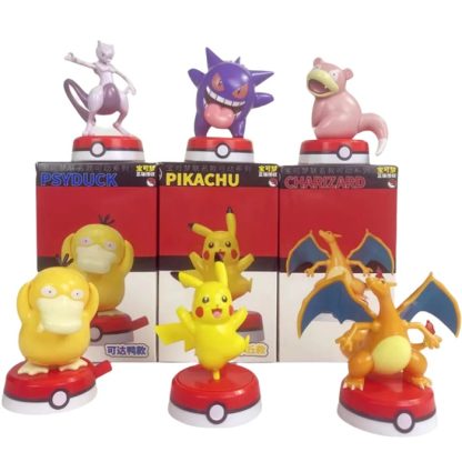 6er Set Pokemon Figuren Spielzeug mit Pikachu, Mewtu, Glurak, Enton, Gengr und Flegmon – Bild 5