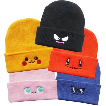 Winterliche Mütze mit Pikachu, Schiggy, Pummeluff, Psiana, Glumanda oder Nebulak Motiv