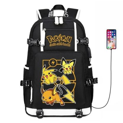 Glurak, Mewtu, Gengar, Turok Rucksack mit USB Port (ca. 47x30x15cm) – Bild 2