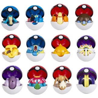Großer Pokeball mit Figur (Mew, Mewtu, Lunala, Turtok, Evoli uvm.)