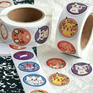 Pikachu oder Pokemon Aufkleber 500 Stk. auf Rolle