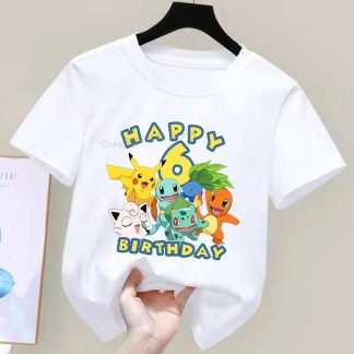 Happy Birthday Pokemon T-Shirts für Kinder mit Jahreszahl