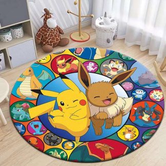 Pikachu Evoli Pokemon Teppich in runder Form - viele Motive