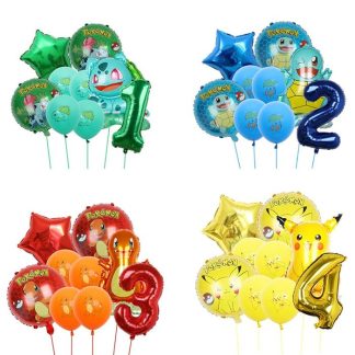 Bisasam, Schiggy, Glumanda oder Pikachu Luftballons Geburtstags Deko