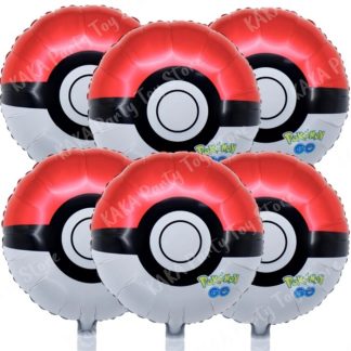 6 Stk. Luftballon im Pokeball Look - Für Party oder Pokemon Geburtstagsfeier