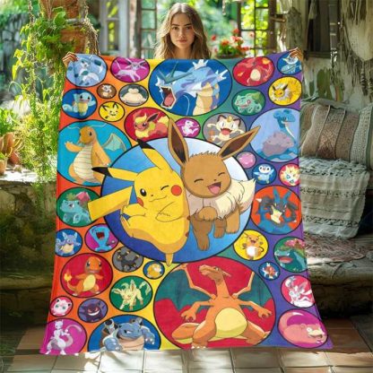 Flauschige weiche Decken mit Pikachu und Evoli Motiven – Bild 2
