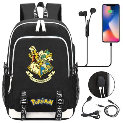 Pikachu Pokemon Rucksack mit USB - ideal für Laptops und für die Schule – Bild 4